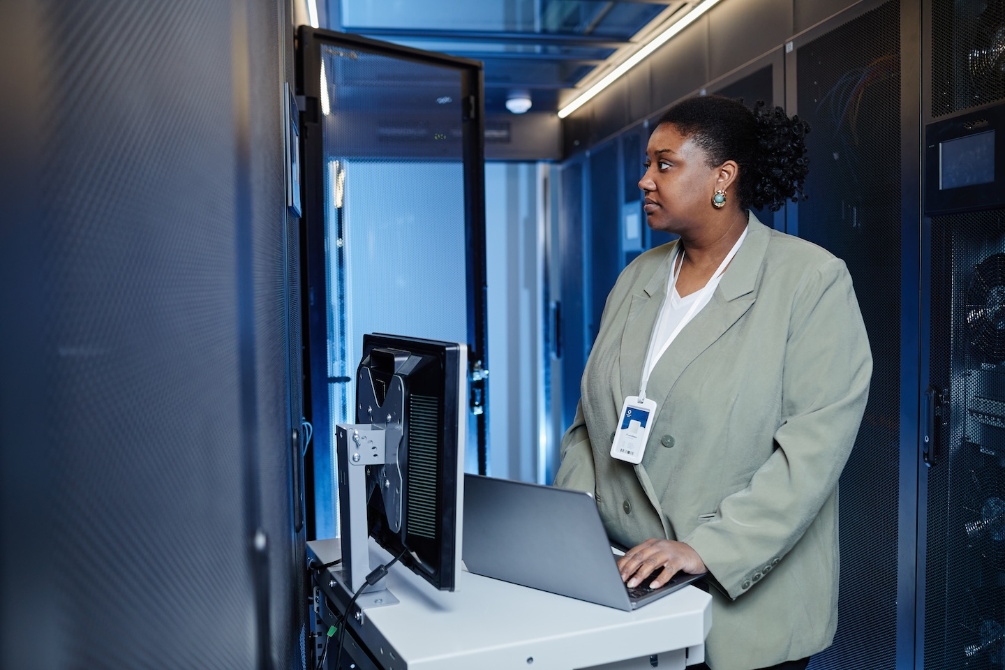 Woman in a data center