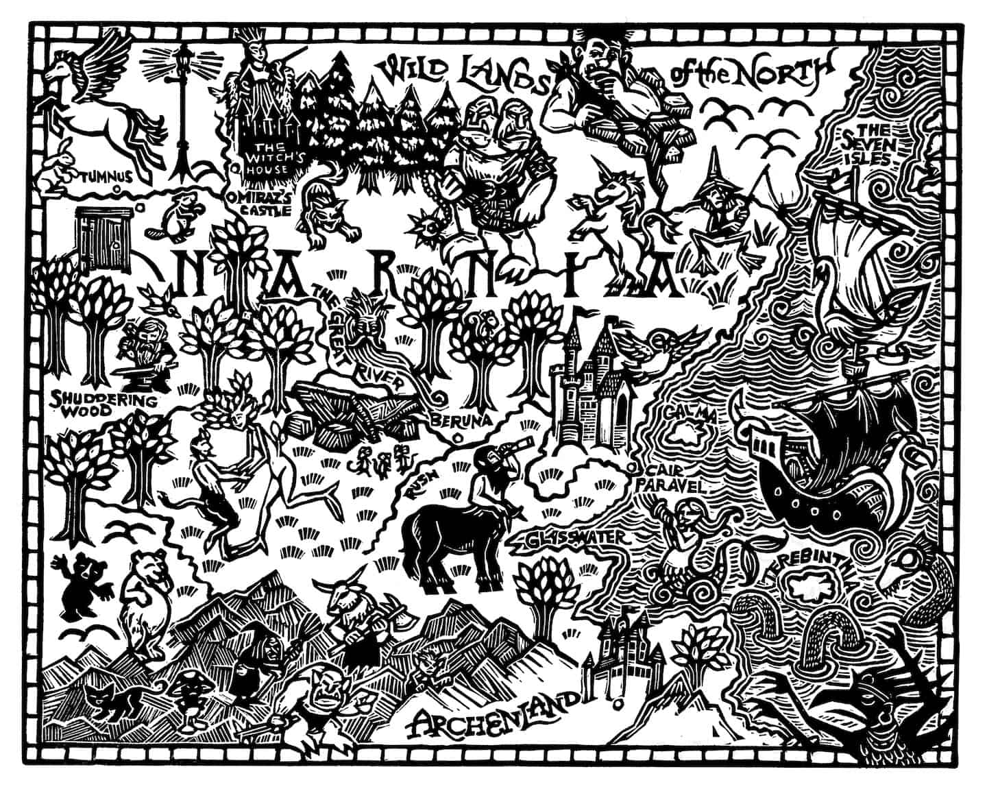 “Aslan’s Breath: Seeing the Holy Spirit in Narnia” by Ned Bustard is among the featured works in the upcoming exhibit at Mount Vernon Nazarene University’s Schnormeier Gallery. Kid’s Books & Other Holy Things, runs Sept. 2 to Oct.18.  (Photo courtesy of Mount Vernon Nazarene University)